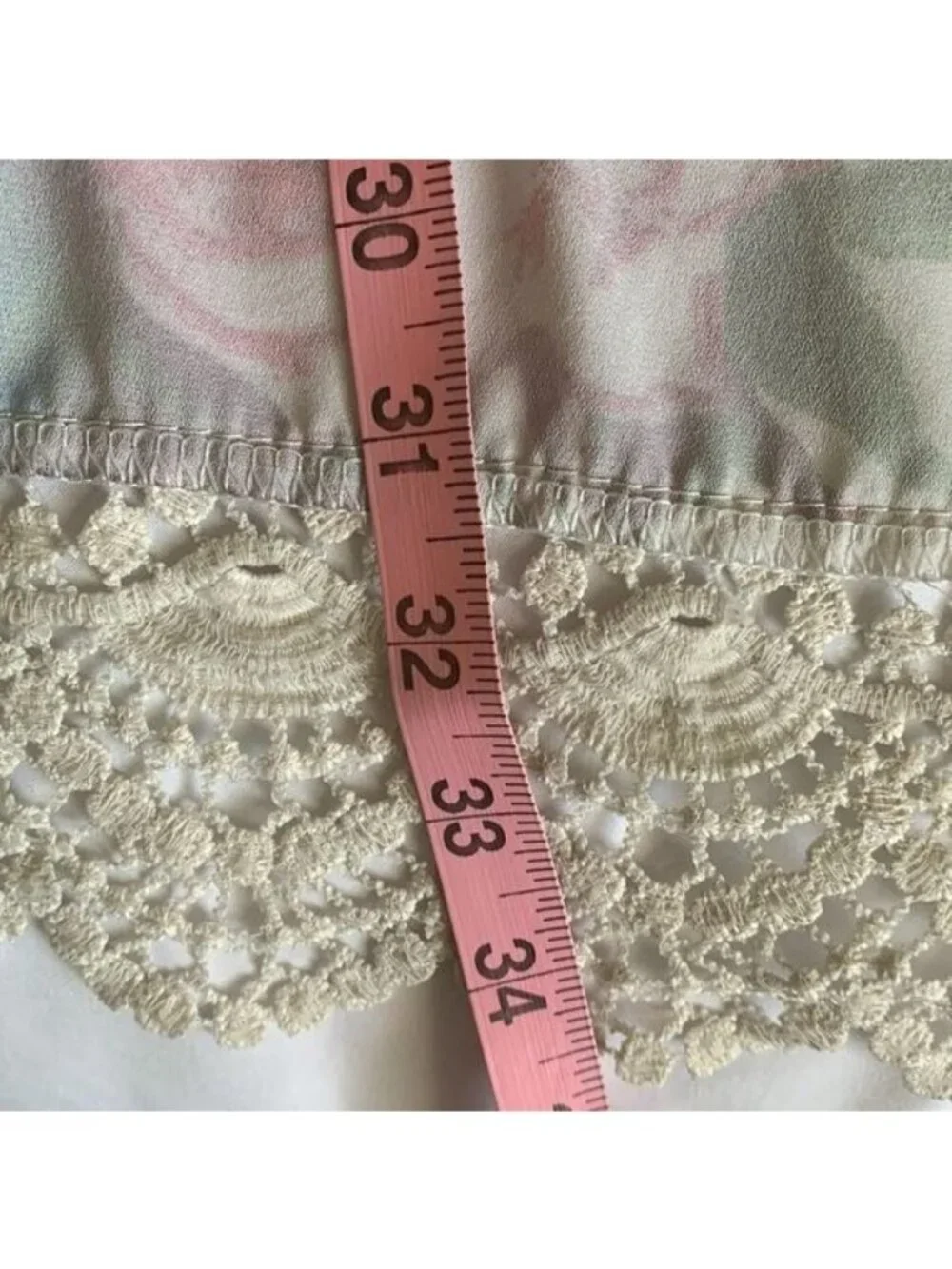 Floral Rose Print Kimono Cardigan Lace Trim Lightweight Coverup - Picture 9 of 10